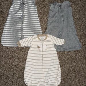 Striped and Solid Gray baby sleep sack